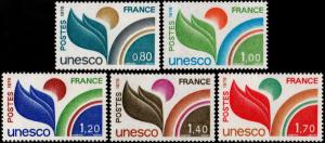 ✔️ FRANCE 1976/78 - UNESCO MODERN ART - SC.2O16/2O20 MNH OG [FROU.16/20]