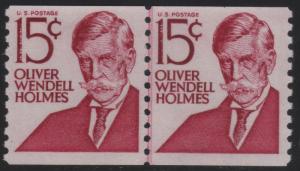 1305E 15c Oliver Wendell Holmes Dull Gum Line Pair