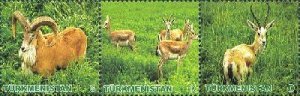 Turkmenistan 2009 Fauna artiodactyl goats rams strip of 3 stamps MNH