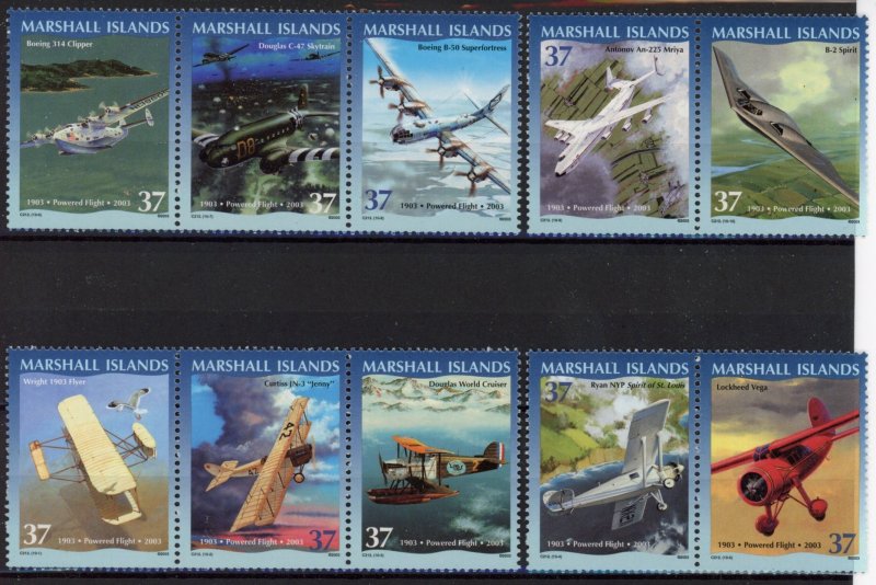 [Hip1617] Marshall Islands 2003 : Planes Good set very fine MNH stamps