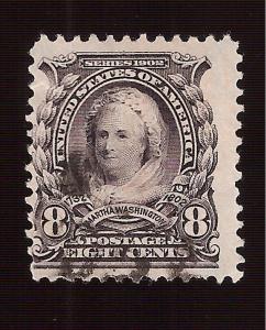 US 1903 Sc # 306 8 c  Martha Washington -  Used  - Light Cancel