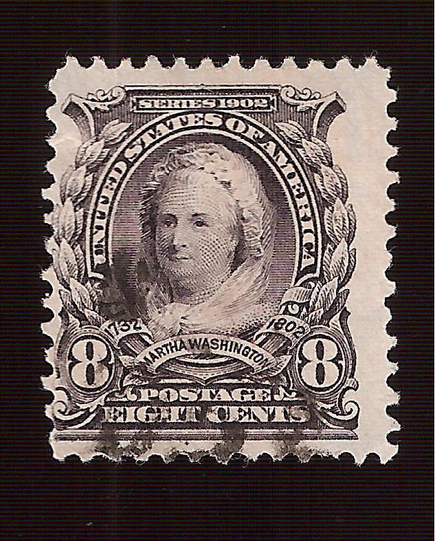 US 1903 Sc # 306 8 c  Martha Washington -  Used  - Light Cancel