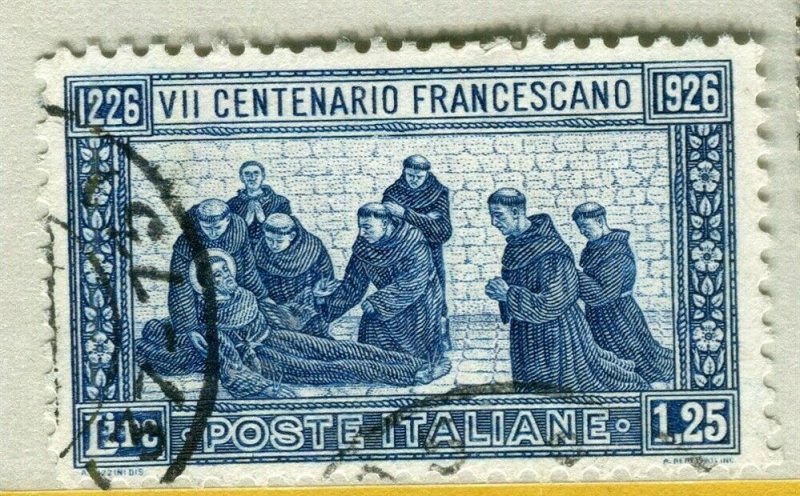 ITALY; 1926 early St. Francis pictorial issue fine used 1.25L. value