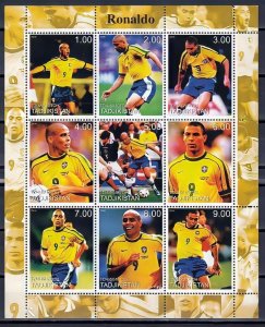 Tadjikistan 2000 TRIBUTE TO RONALDO FOOTBALL Sheetlet (9) MNH