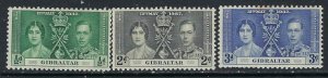 Gibraltar 104-06 MH 1937 KGVI Coronation (ak3510)