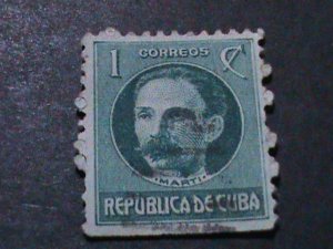 CUBA-1925--SC#274  ST1199- JOSE MARTI-OVER PRINT-FANCY CANCEL-VF 101 YEARS OLD