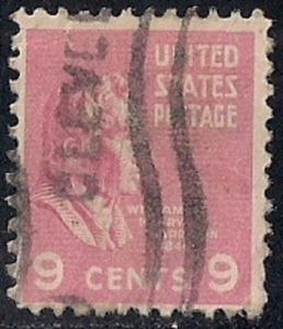 814 9 cent LOGO CANCEL William Henry Harrison Stamp used VF