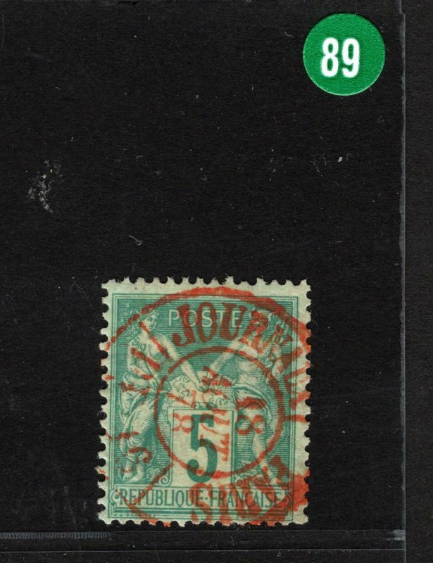 France 1876-78 5c Peace & Commerce SUPERB RED 1878 CDS Used VFU GREEN89