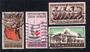 South Africa 1960-63 Group of 4 Commemoratives, Scott 235, 281, 285, 287 used