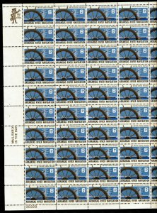 1358 Arkansas River Navigation Sheet of 50 6¢ Stamps 1968