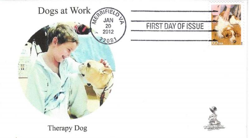 Dogs at Work First Day Cover, w/ 4-bar cancel,  #3