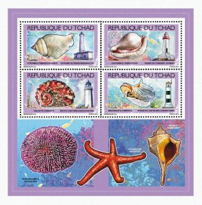 Chad 2012 Perf. Shells & Lighthouses 2012 Full No. 2531 A- 2534 A - BL. 415 - 418-