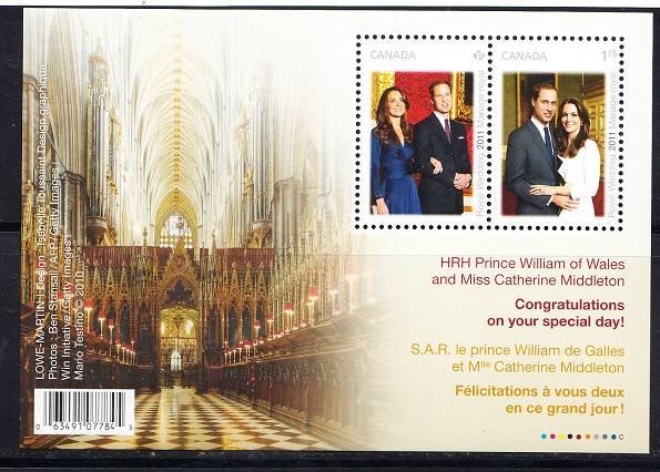 CANADA # 2465b Mint NH - Souvenir Sheet - Prince William - Kate Middleton