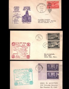 US 3 used first flight  covers