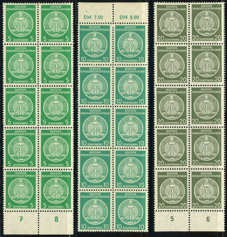 Germany DDR #O37-O39 Official Stamps Postage Block Collection Mint NH OG