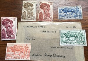 1946 Cameroon #304-9 83-L Set of 6 Littleton Stamp Co