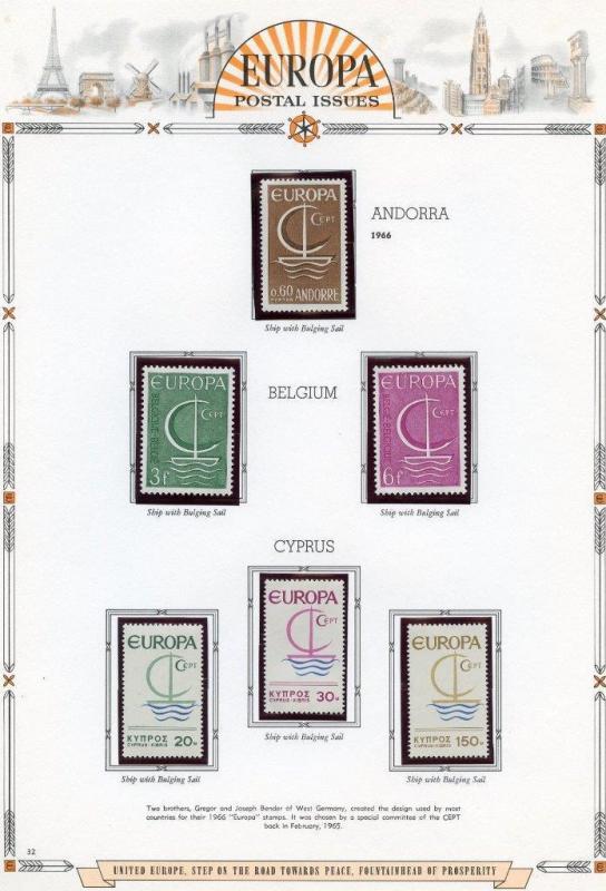 EUROPA  1966  SELECTION OF MINT NH STAMPS AND SOUVENIR SHEETS AS SHOWN 