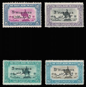 Sudan 1938 Air Mail surcharges set of 4 complete MNH. SG 74-77. Sc C31-C34.