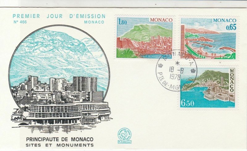 Monaco 1978 Principality of Monaco Monuments Sites FDC Stamps Cover Ref 26450