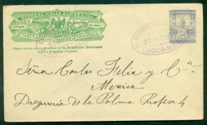 MEXICO 1897, Wells Fargo Express cover, 5c tied w/purple WF cancel,