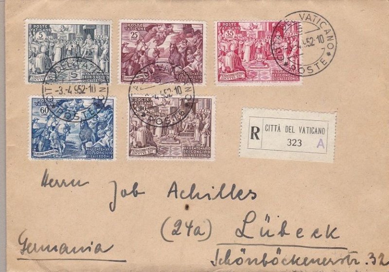 1951 Vatican, Chalcedony Series No. 149/153 on Recommended Letter