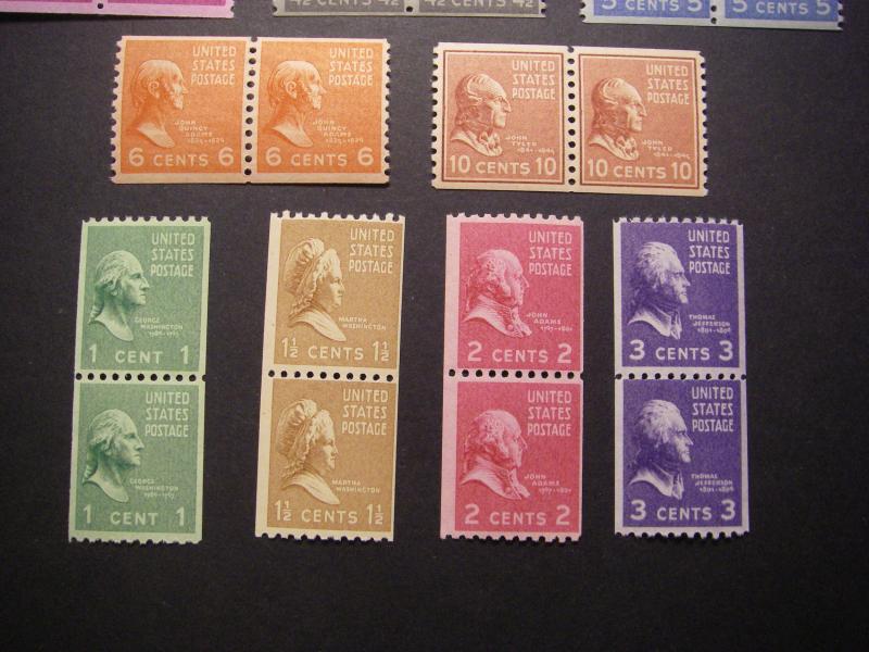 PREXIE COIL PAIRS COMPLETE, Scott 839 - 851, MNH, Nice Group