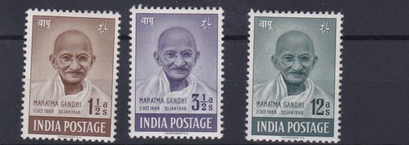 INDIA  1948  SG 305 - 307  PART GANDHI SET MH 