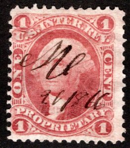 Scott R3d, 1c red, Silk, Proprietary Revenue, 1st issue, Used, USA BOB