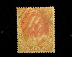 HS&C: Scott #38 Red Grid cancel. F/VF Used US Stamp