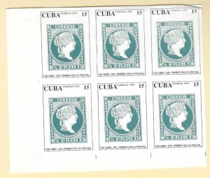 CUBA 3637 MNH PROOF IMPERF BLOCK OF 6 [D5]