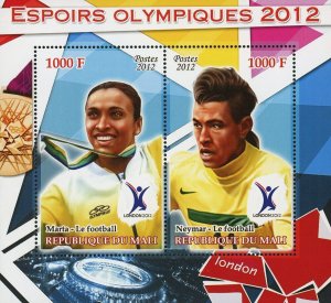 Neymar Stamp Olympics Sports Marta Football Soccer Sov. Sheet of 2 Stamps MNH