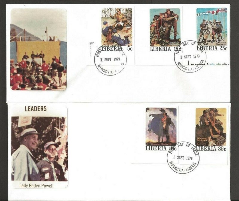 1979 Liberia Rockwell Imperforate Boy Scout set 50 on 20 FDC