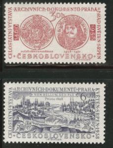 Czechoslovakia Scott 854-855 1958 stamp set