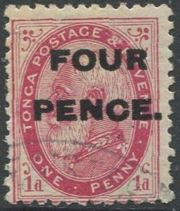 Tonga 1891 SG5 4d on 1d King George I #1 FU