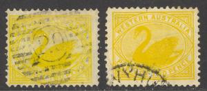 Australia Western Australia Sc#77-91 (watermarks) Used 1902-1912 2p yellow Swans