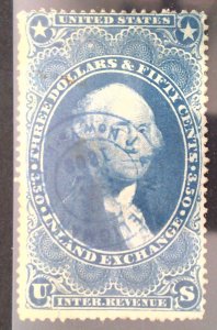 Scott #R87c - $3.5 Blue - Inland Exchange - Used - Tear - '63