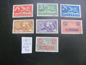 SWITZERLAND 1923-5 USED SC C3-12 AIRMAIL VF/XF $200 (185)