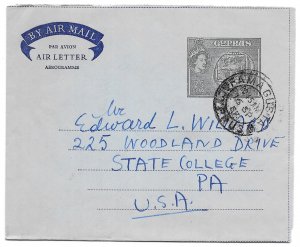 Famagusta, Cyprus to State College, Pennsylvania 1957 Air Letter Stamp Collector