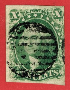 [0741] 1855 Scott#15 used 10¢ green cv :$140