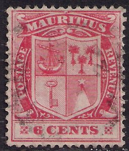 Mauritius 1910 KGV 6ct Pale Red used SG 186a ( E837 )