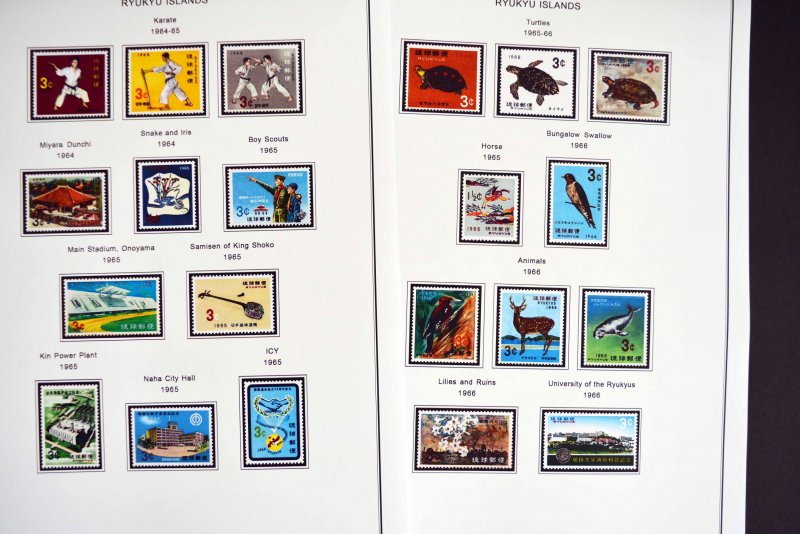 COLOR PRINTED RYUKYU ISLANDS 1949-1972 STAMP ALBUM PAGES (26