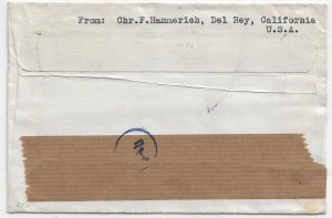 Del Ray, Ca to Copenhagen, Denmark 1941 Airmail, 5c Prexie & 25c ... (C5843)