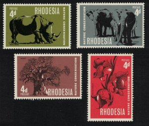 Rhodesia Rhinoceros Elephants Gladiolus Baobab Tree 4v 1967 MNH SG#418-421