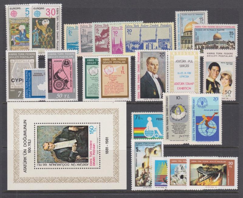 Turkish Northern Cyprus Sc 83/119 MNH. 1980-81 issues, 10 complete sets, VF