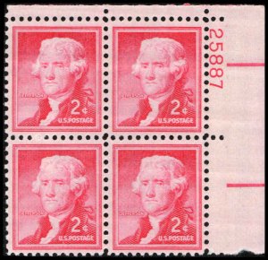 US #1033 JEFFERSON MNH UR PLATE BLOCK #25887