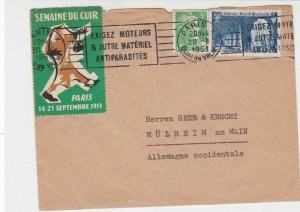 France 1951 Paris Cancels Leather Week Stamp Antiparasites Stamps Cover Ref29826