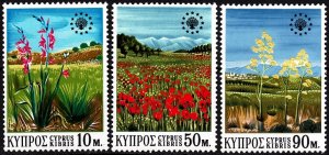 Cyprus 1970 Sc#343/345 EUROPEAN NATURE CONSERVATION YEAR FLOWERS Set (3) MNH