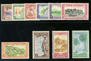 Cook Islands 1949 KGVI Pictorial set complete MLH. SG 150-159. Sc 131-140.