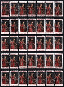 SC#1363 6¢ Christmas, van Eyck Singles (1968) Used Lot of Thirty Five Stamps