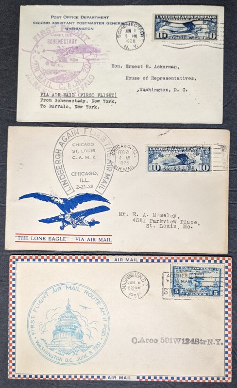 17 1920s-1930s airmail flight covers Lindbergh, CAM, etc. [y.108]